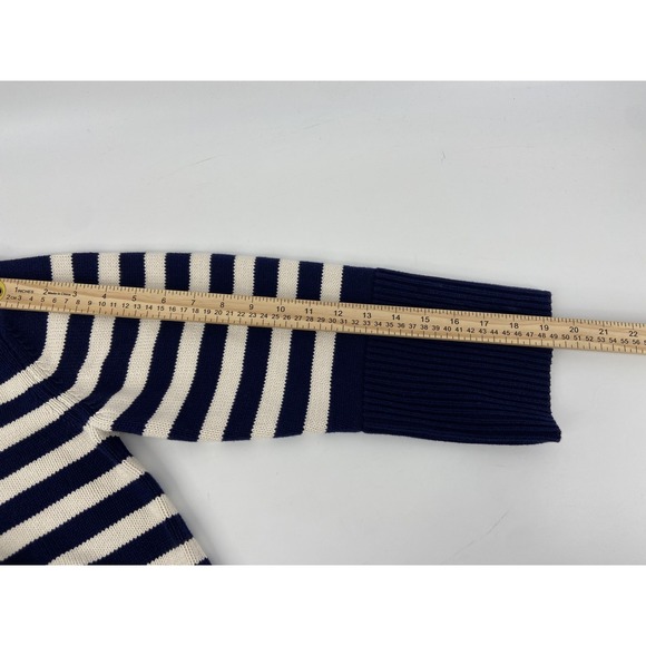 Gap Sweater Womens Large Navy Striped Chunky Nautical Oversized Heavy Preppy - Picture 8 of 10